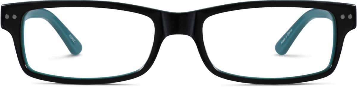 Front view of Rectangle Glasses 634021 in Black