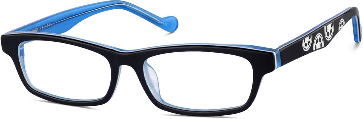 Angle view of Kids’ Rectangle Glasses 636216 in Blue