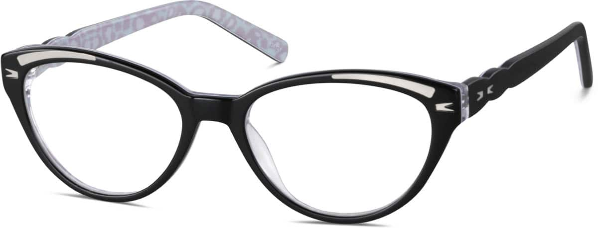 Angle view of Cat-Eye Glasses 636721 in Black