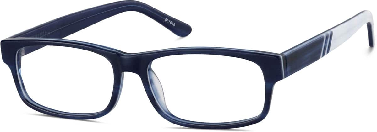 Angle view of Rectangle Glasses 637016 in Blue