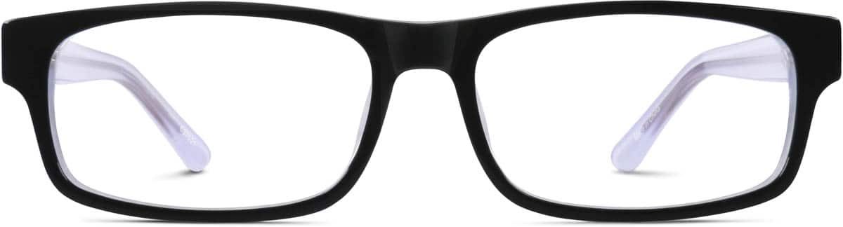 Front view of Rectangle Glasses 637021 in Black