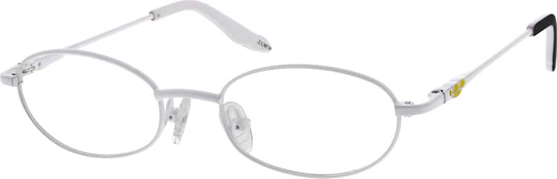 Angle view of Kids’ Oval Glasses 652230 in White