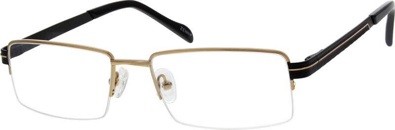 Angle view of Rectangle Glasses 655014 in Gold