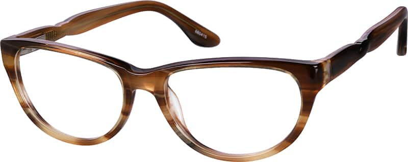 Angle view of Kids’ Cat-Eye Glasses 660415 in Brown