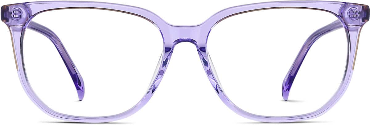 Front view of Square Glasses 662917 in Purple