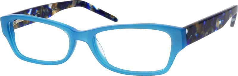 Angle view of Rectangle Glasses 663016 in Blue