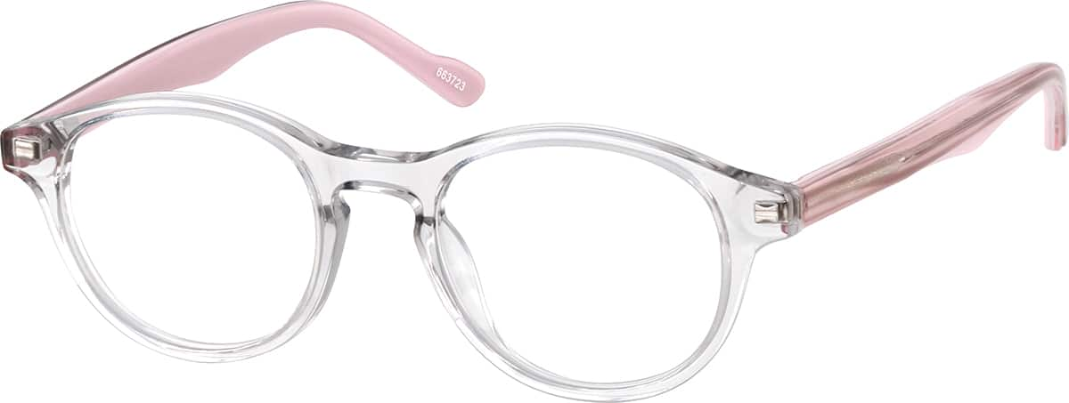 Angle view of Kids’ Round Glasses 663723 in Clear