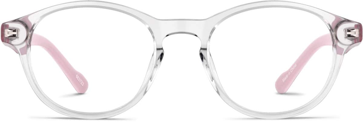 Front view of Kids’ Round Glasses 663723 in Clear