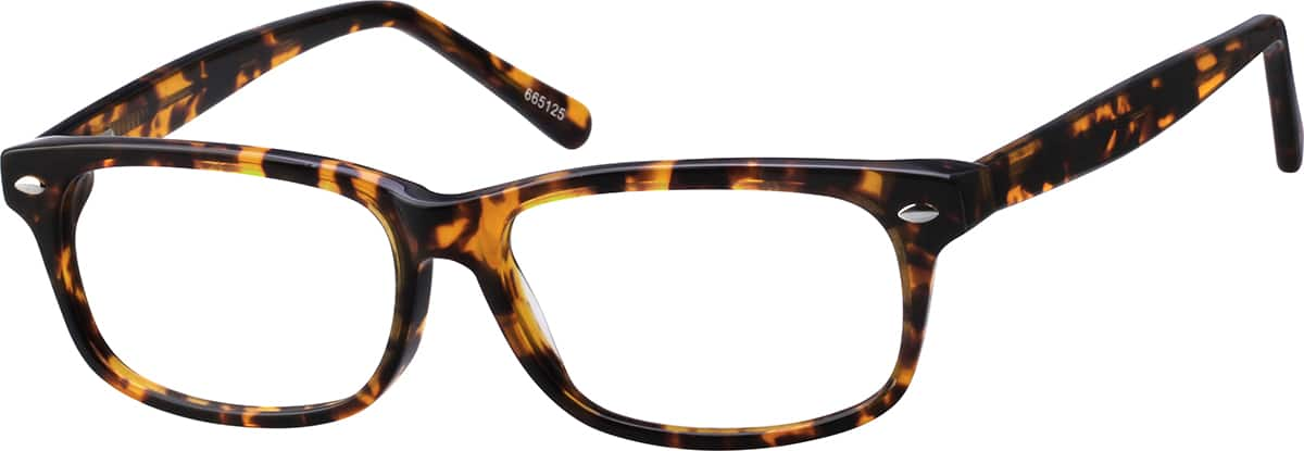 Angle view of Rectangle Glasses 665125 in Tortoiseshell