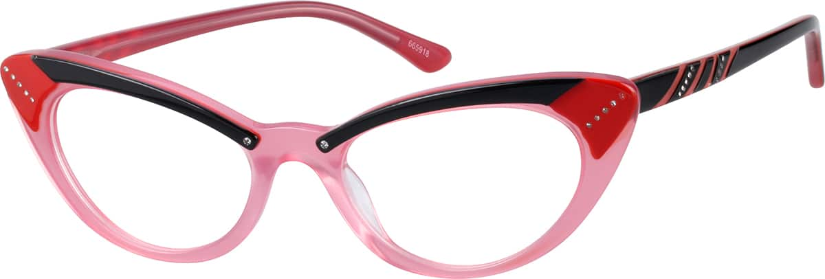 Angle view of Cat-Eye Glasses 665918 in Pink