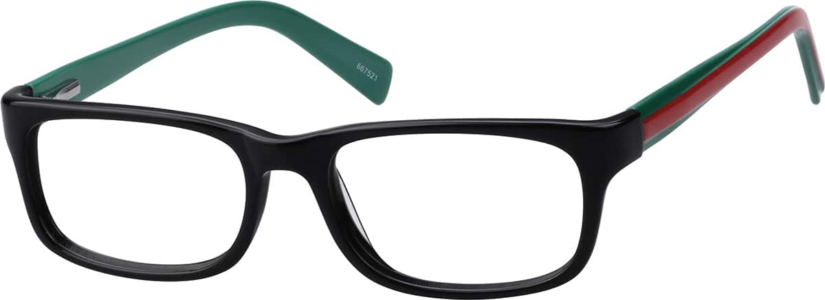 Angle view of Kids’ Rectangle Glasses 667521 in Black