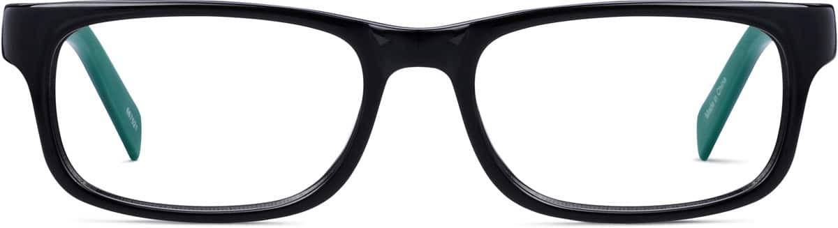 Front view of Kids’ Rectangle Glasses 667521 in Black