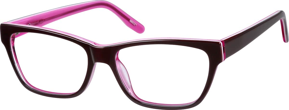 Angle view of Kids’ Rectangle Glasses 669321 in Dark Brown/Pink