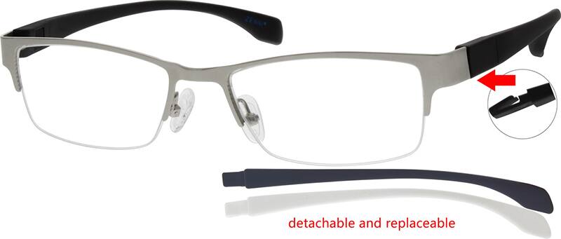 Angle view of Rectangle Glasses 673611 in Silver