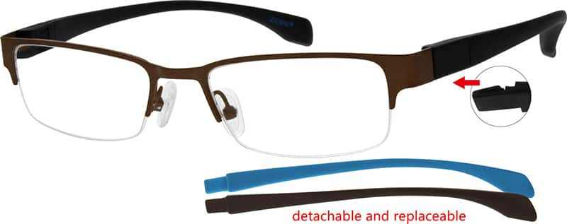 Angle view of Rectangle Glasses 673815 in Brown