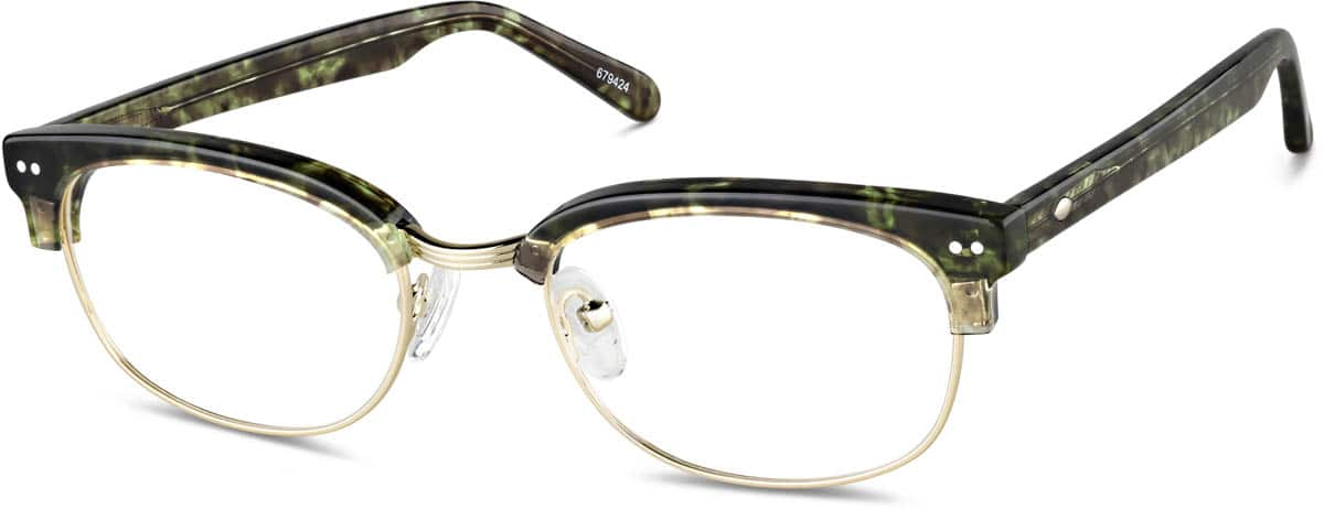 Angle view of Browline Glasses 679424 in Green