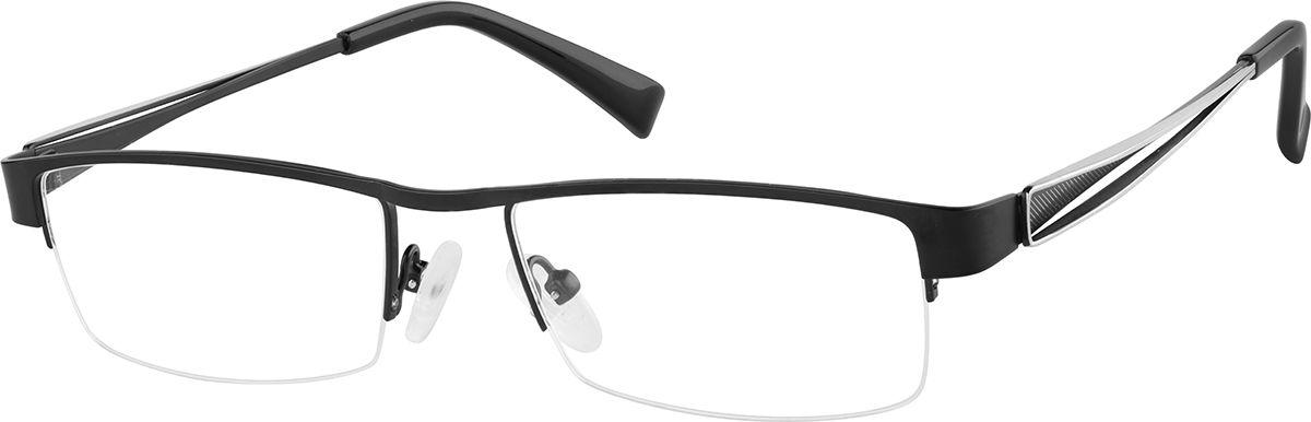 Zenni Men's Sporty Rectangle Prescription Glasses Half-Rim Black Stainless Steel Frame