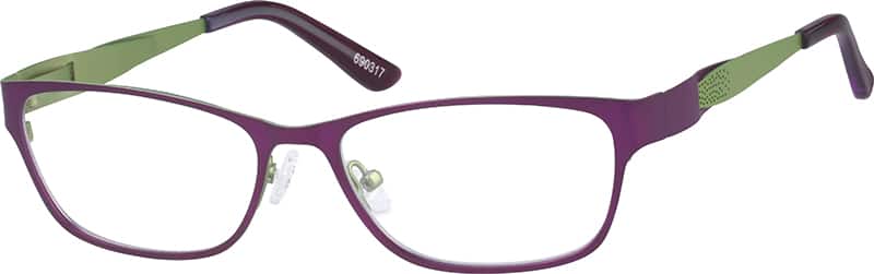 Angle view of Rectangle Glasses 690317 in Purple