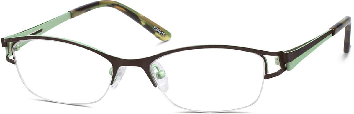 Angle view of Rectangle Glasses 694015 in Brown