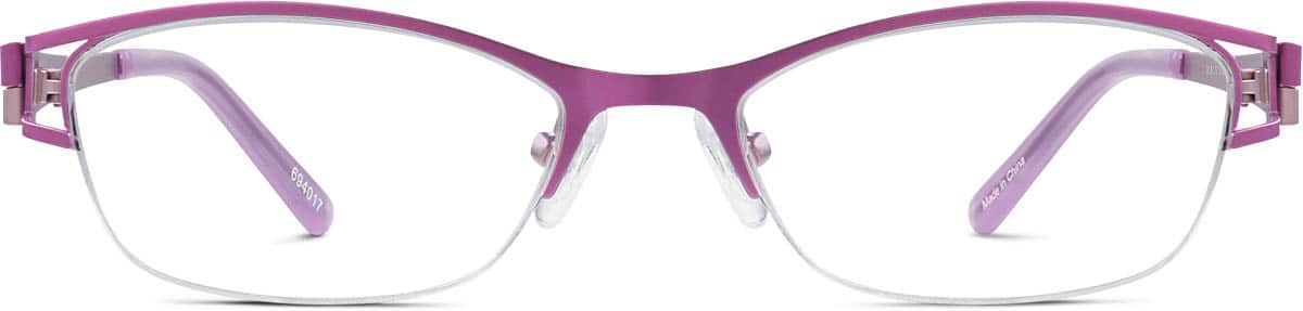 Front view of Rectangle Glasses 694017 in Purple