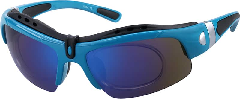 Angle view of Sport Sunglasses 706416 in Blue