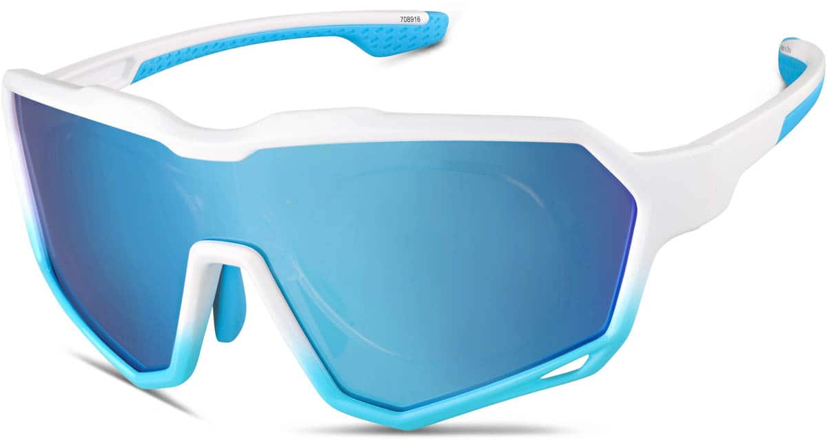 Angle view of Sports Sunglasses 708916 in White/Blue