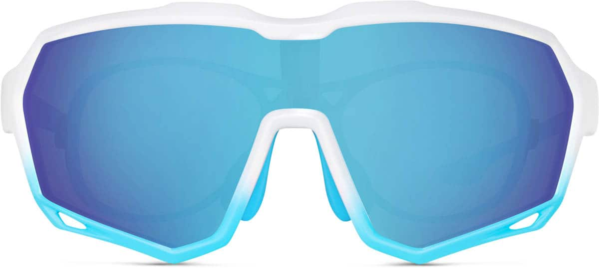 Front view of Sports Sunglasses 708916 in White/Blue