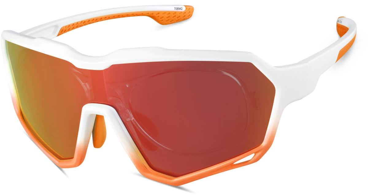 Angle view of Sports Sunglasses 708942 in White/Orange