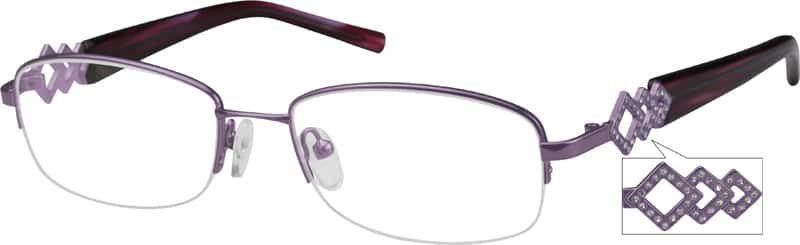 Angle view of Rectangle Glasses 718817 in Purple