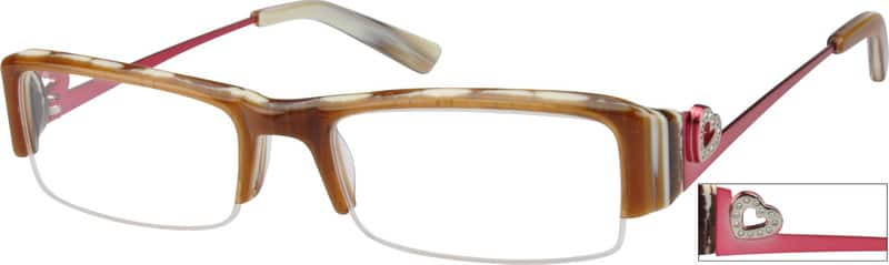 Angle view of Rectangle Glasses 722015 in Brown