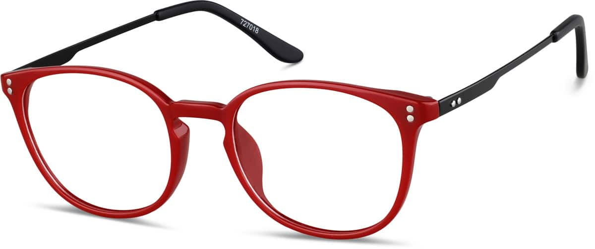 Angle view of Round Glasses 727018 in Red