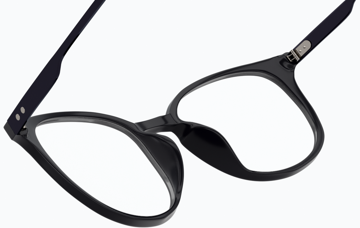 See-through view of Round Glasses 727021 in Black thumbnail