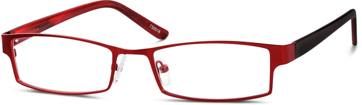 Angle view of Rectangle Glasses 730518 in Red