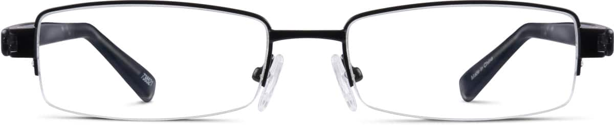 Front view of Rectangle Glasses 738521 in Black