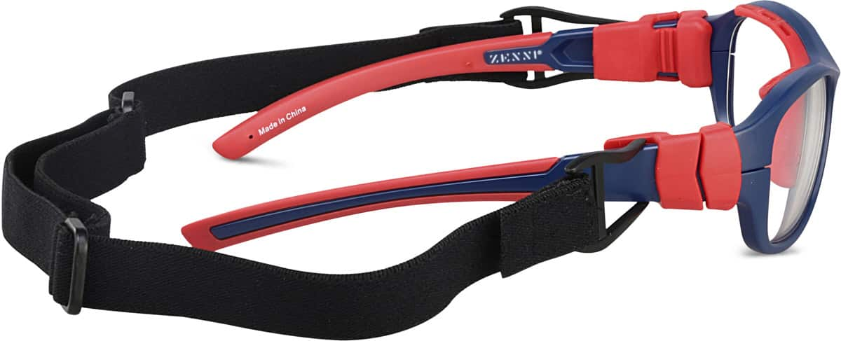 Side view of Kids’ Sport Protective Goggles 743326 in Red Sox Red and Blue