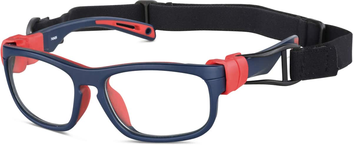 Angle view of Kids' Sport Protective Goggles 743426 in Red Sox Red and Blue