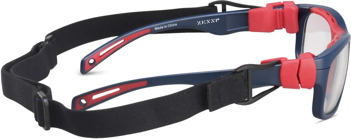 Side view of Kids' Sport Protective Goggles 743426 in Red Sox Red and Blue