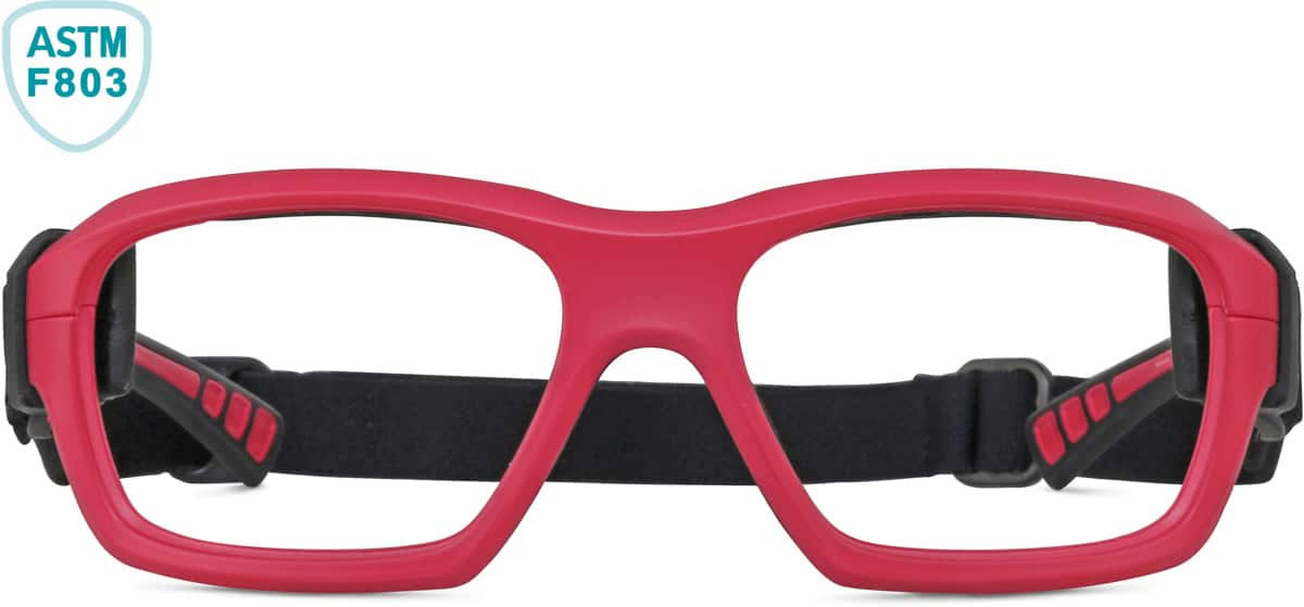 Front view of Sport Protective Goggles 743518 in Bulls Red and Black