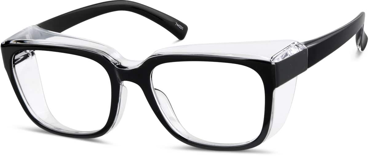 Angle view of Square Prescription Protective Glasses 744221 in Black