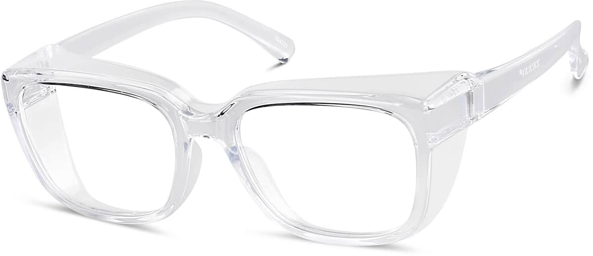 Angle view of Square Prescription Protective Glasses 744223 in Clear