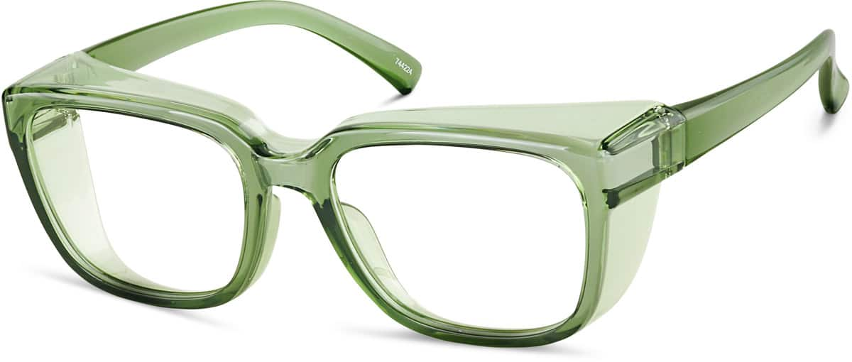 Angle view of Square Prescription Protective Glasses 744224 in Green