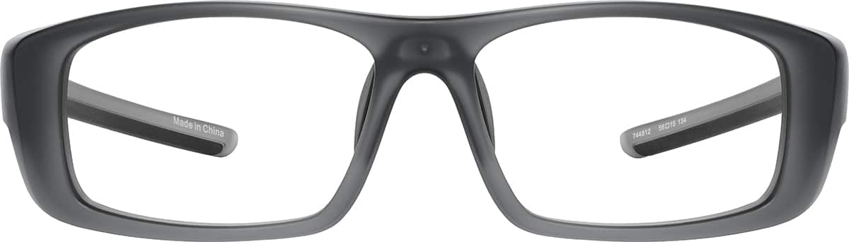 Front view of Rectangle Sports Glasses 744812 in Gray