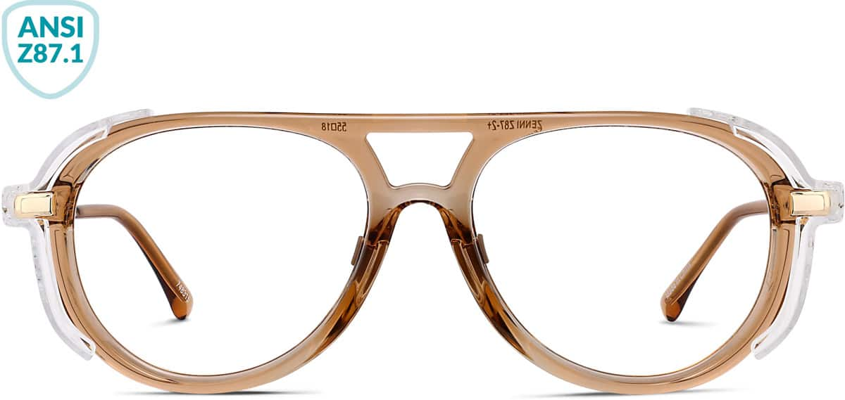 Front view of Z87.1 Safety Glasses 748315 in Brown