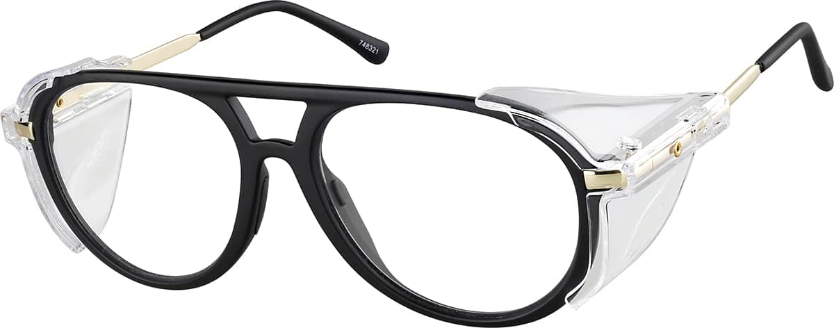 Angle view of Z87.1 Safety Glasses 748321 in Matte Black