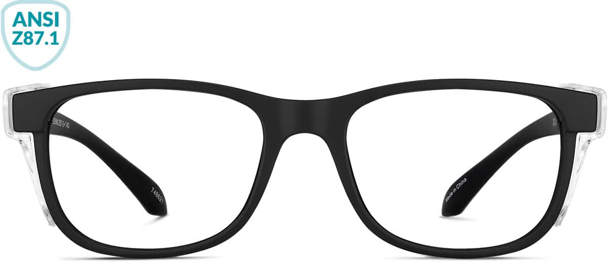 Front view of Z87.1 Safety Glasses 748621 in Black