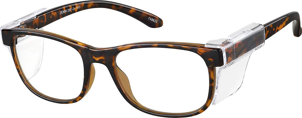 Angle view of Z87.1 Safety Glasses 748625 in Tortoiseshell