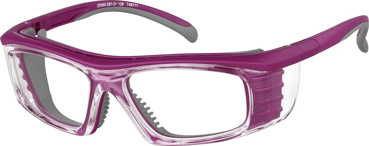 Angle view of Z87.1 Safety Glasses 748717 in Purple