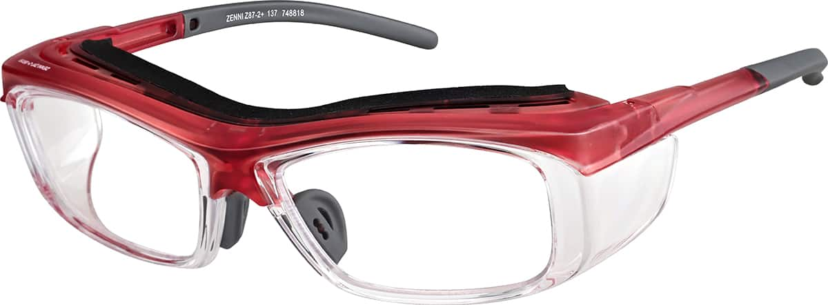 Angle view of Z87.1 Safety Glasses 748818 in Red