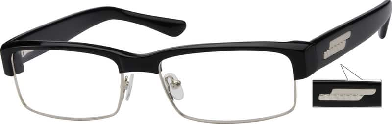 Angle view of Rectangle Glasses 754521 in Black