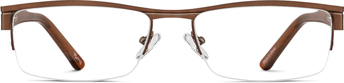 Front view of Rectangle Glasses 754715 in Brown